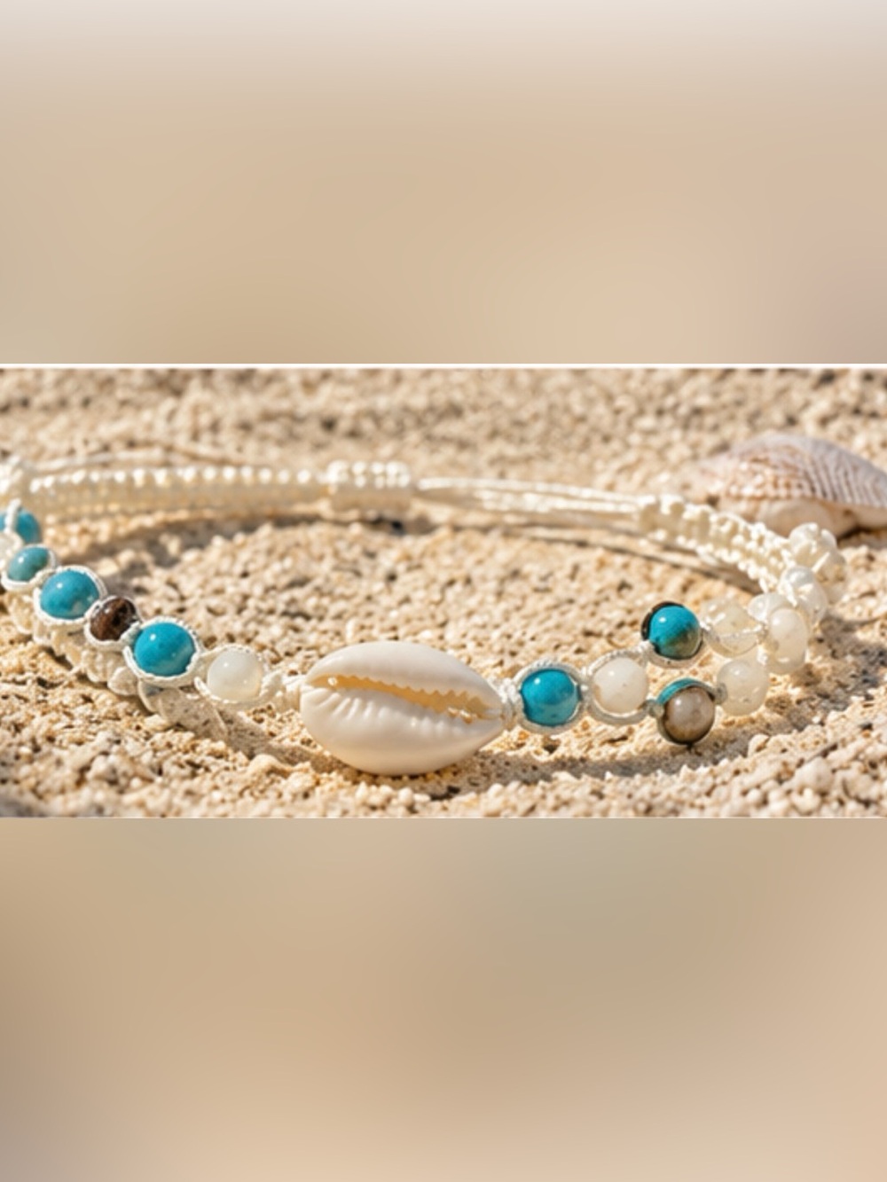 Caligirl  Shell and Turquoise Beach Bracelet adjustable, NEW